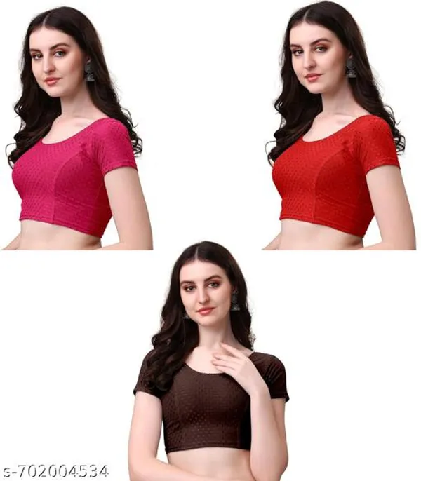 Multicolor_Premium_Lycra_Blouse_For_Women_Pack_Of_3