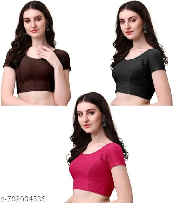 Multicolor_Premium_Lycra_Blouse_For_Women_Pack_Of_3