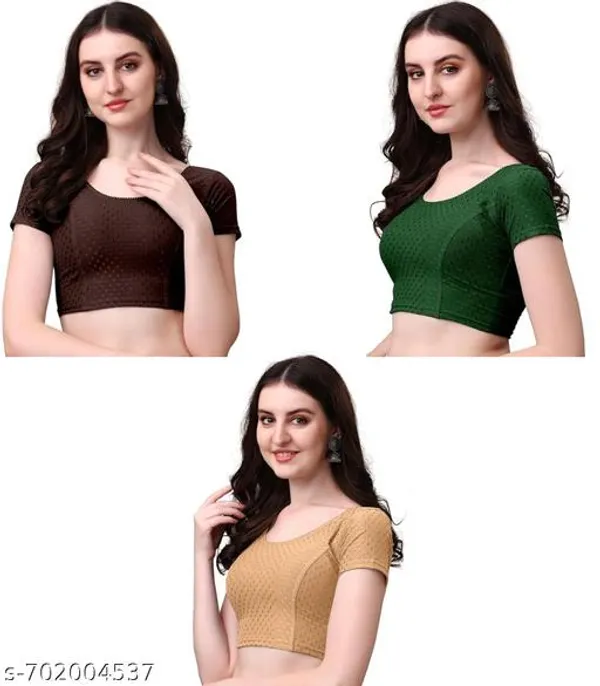 Multicolor_Premium_Lycra_Blouse_For_Women_Pack_Of_3