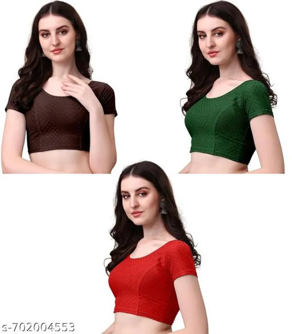 Multicolor_Premium_Lycra_Blouse_For_Women_Pack_Of_3