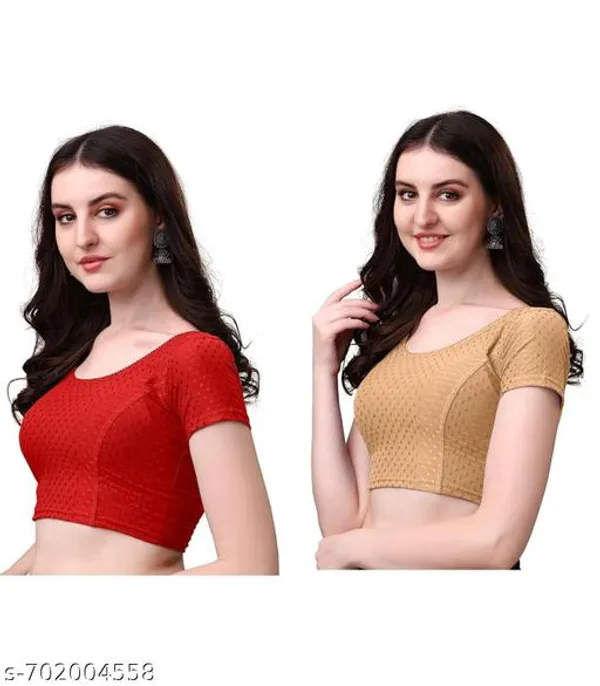 Gold_And_Maroon_Premium_Lycra_Blouse_For_Women_Pack_Of_2