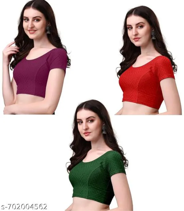 Multicolor_Premium_Lycra_Blouse_For_Women_Pack_Of_3