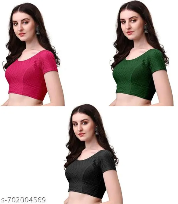 Multicolor_Premium_Lycra_Blouse_For_Women_Pack_Of_3