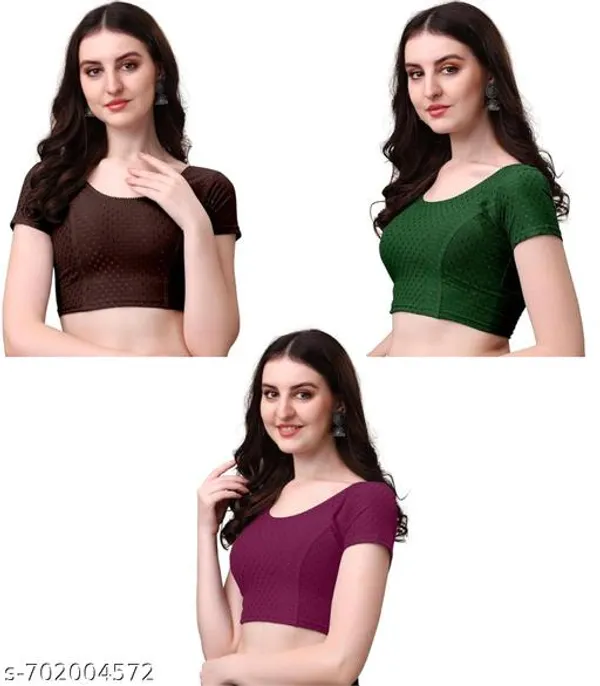 Multicolor_Premium_Lycra_Blouse_For_Women_Pack_Of_3
