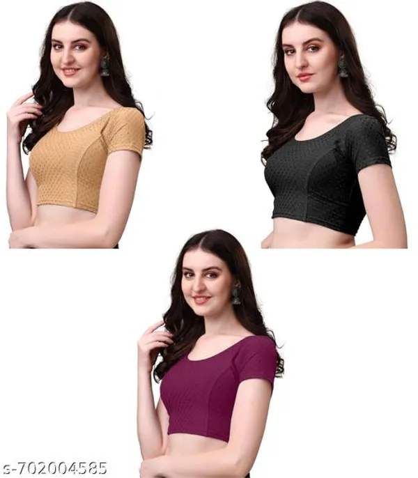 Multicolor_Premium_Lycra_Blouse_For_Women_Pack_Of_3