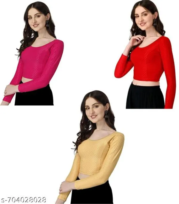 Multicolor_Premium_Lycra_Blouse_For_Women_Pack_Of_3