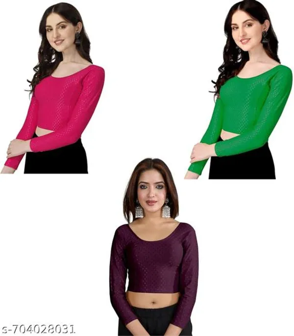 Multicolor_Premium_Lycra_Blouse_For_Women_Pack_Of_3