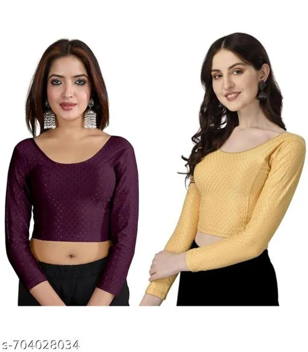 Multicolor_Premium_Lycra_Blouse_For_Women_Pack_Of_2