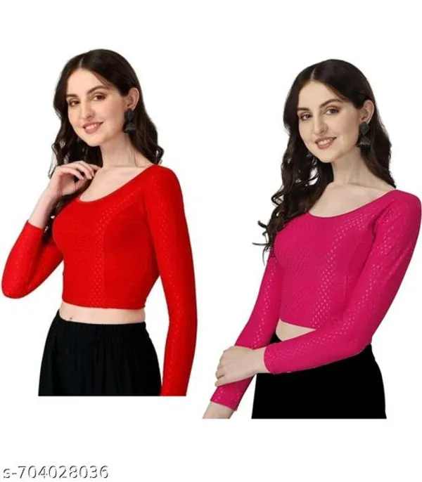 Multicolor_Premium_Lycra_Blouse_For_Women_Pack_Of_2