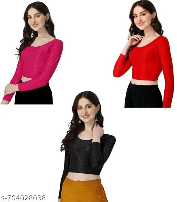 Multicolor_Premium_Lycra_Blouse_For_Women_Pack_Of_3