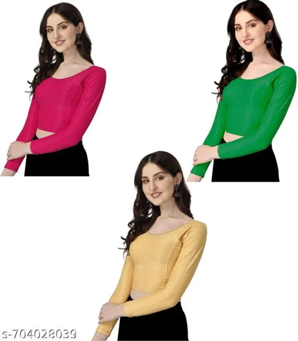 Multicolor_Premium_Lycra_Blouse_For_Women_Pack_Of_3