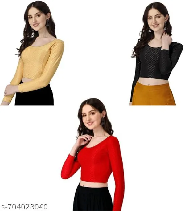 Multicolor_Premium_Lycra_Blouse_For_Women_Pack_Of_3