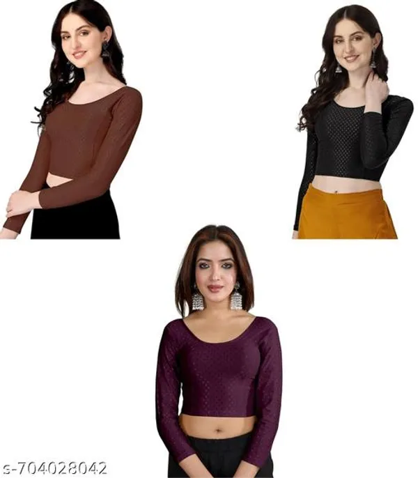Multicolor_Premium_Lycra_Blouse_For_Women_Pack_Of_3