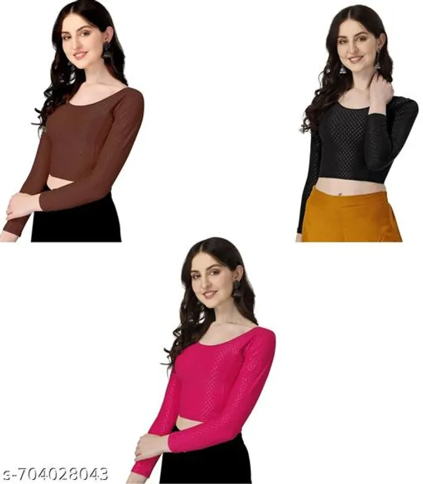 Multicolor_Premium_Lycra_Blouse_For_Women_Pack_Of_3