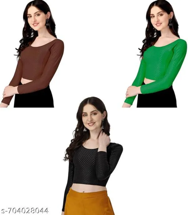 Multicolor_Premium_Lycra_Blouse_For_Women_Pack_Of_3