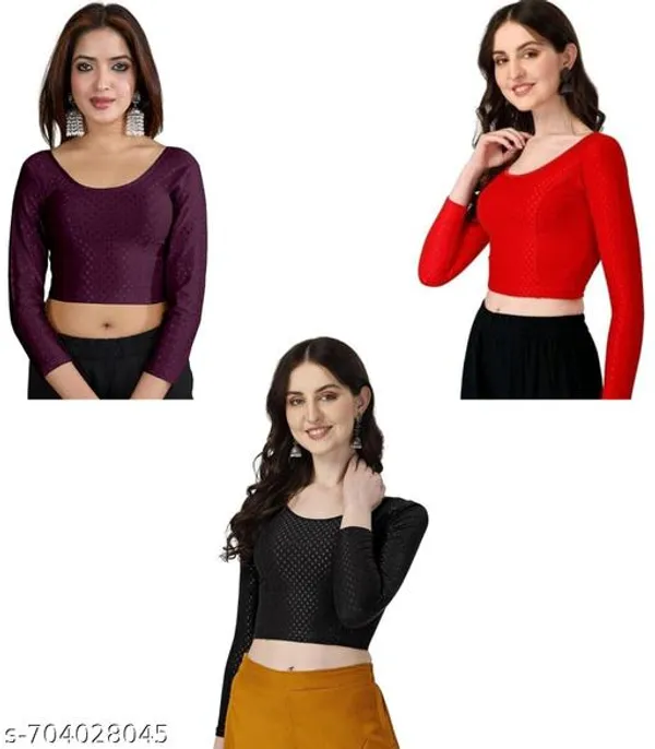 Multicolor_Premium_Lycra_Blouse_For_Women_Pack_Of_3