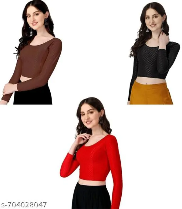 Multicolor_Premium_Lycra_Blouse_For_Women_Pack_Of_3