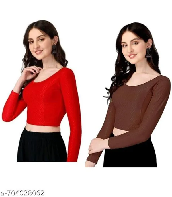Multicolor_Premium_Lycra_Blouse_For_Women_Pack_Of_2
