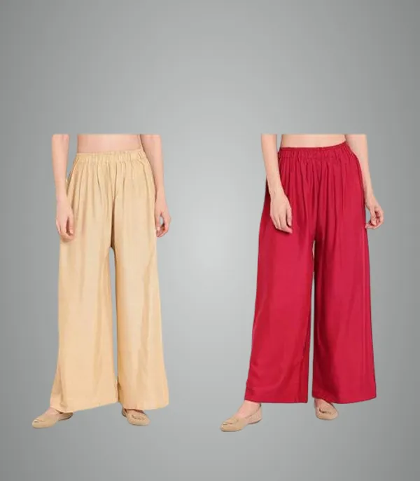 Gold_And_Red_Premium_Lycra_Palazzo_For_Women_Pack_Of_2