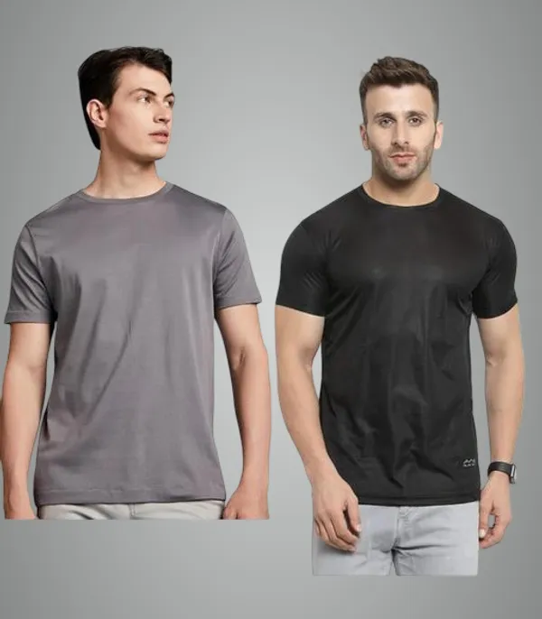 Black_And_Grey_Premium_Lycra_T_Shirt_For_Men_Pack_Of_2