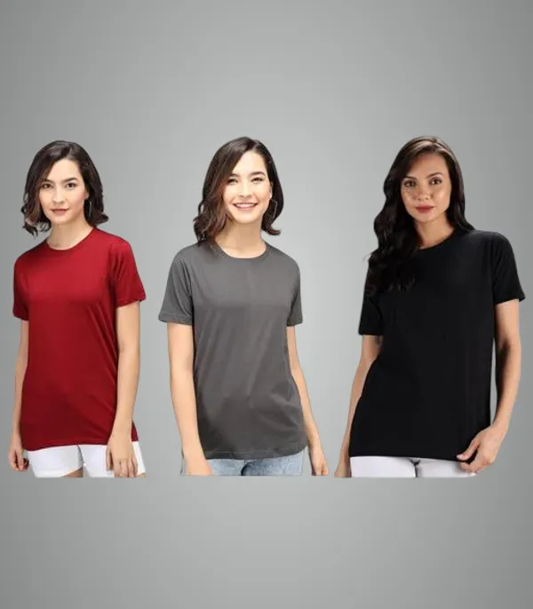 Multicolor_Premium_Polyester_T_Shirt_For_Women_Pack_Of_3