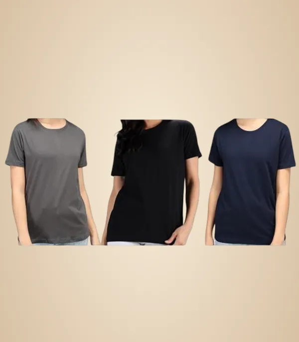 Multicolor_Premium_Polyester_T_Shirt_For_Women_Pack_Of_3