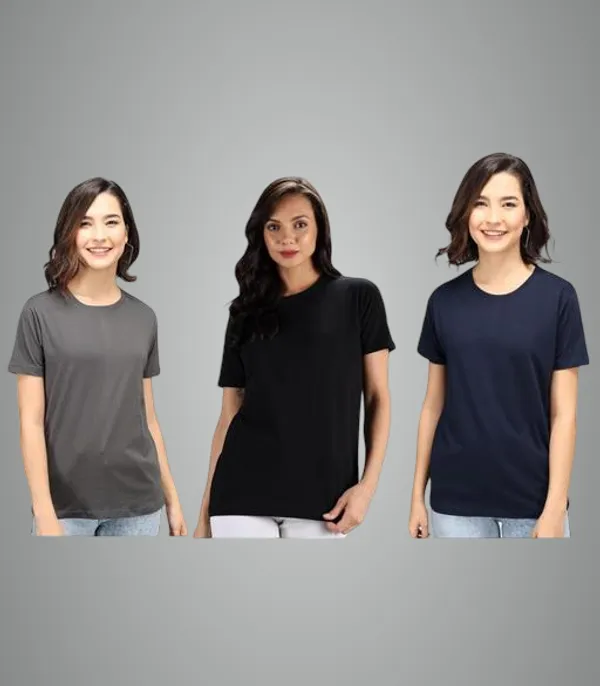 Multicolor_Premium_Polyester_T_Shirt_For_Women_Pack_Of_3