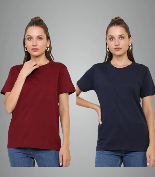 Multicolor_Premium_Polyester_T_Shirt_For_Women_Pack_Of_2