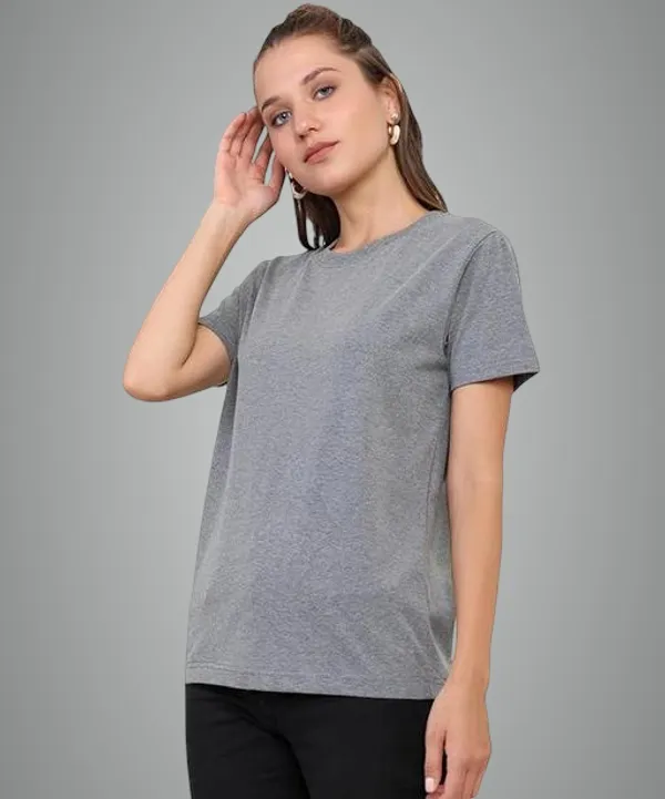 Grey_Premium_Polyester_T_Shirt_For_Women
