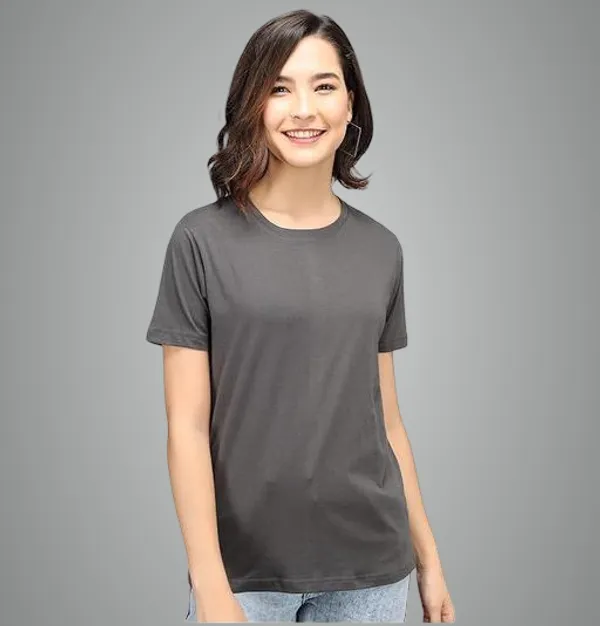Grey_Premium_Polyester_T_Shirt_For_Women