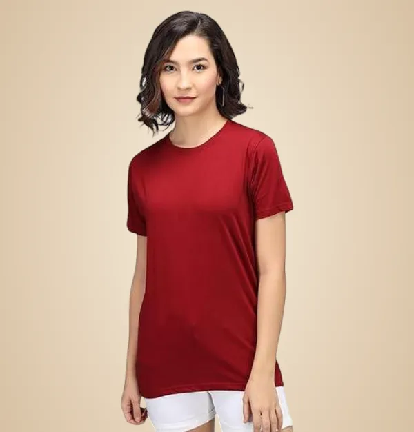 Maroon_Premium_Polyester_T_Shirt_For_Women