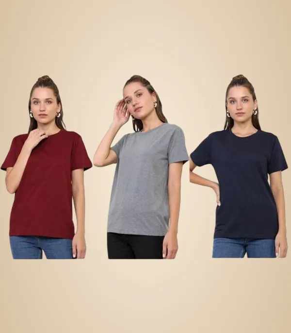 Multicolor_Premium_Polyester_T_Shirt_For_Women_Pack_Of_3