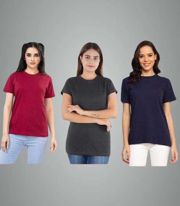 Multicolor_Premium_Polyester_T_Shirt_For_Women_Pack_Of_3