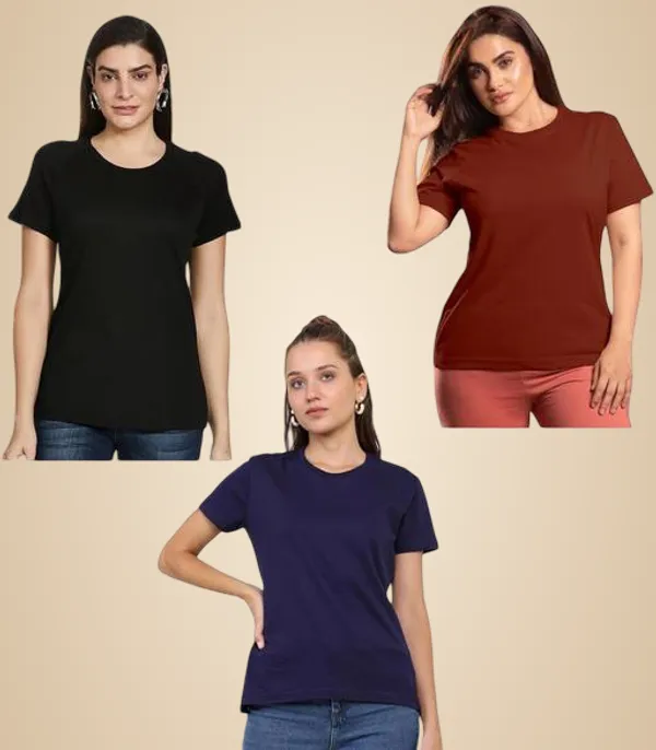Multicolor_Premium_Polyester_T_Shirt_For_Women_Pack_Of_3