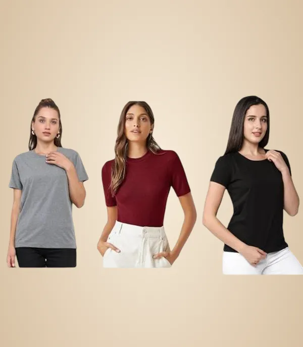 Multicolor_Premium_Polyester_T_Shirt_For_Women_Pack_Of_3