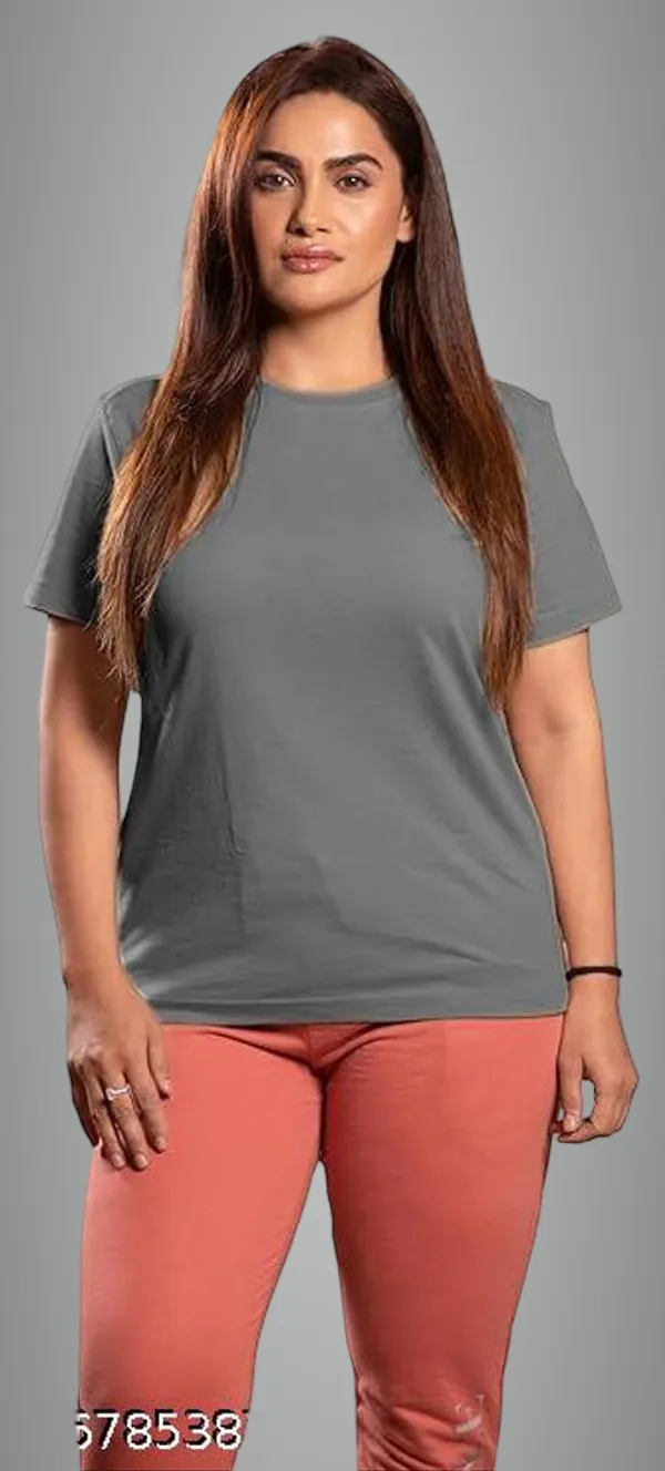 Grey_Premium_Polyester_T_Shirt_For_Women