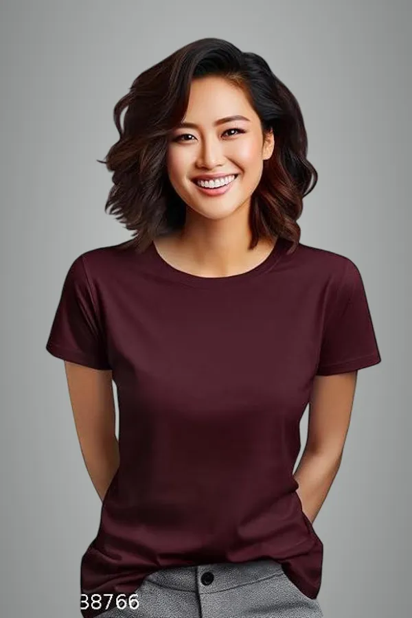 Maroon_Premium_Polyester_T_Shirt_For_Women