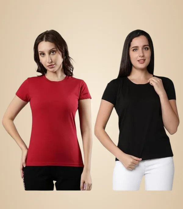Multicolor_Premium_Polyester_T_Shirt_For_Women_Pack_Of_2