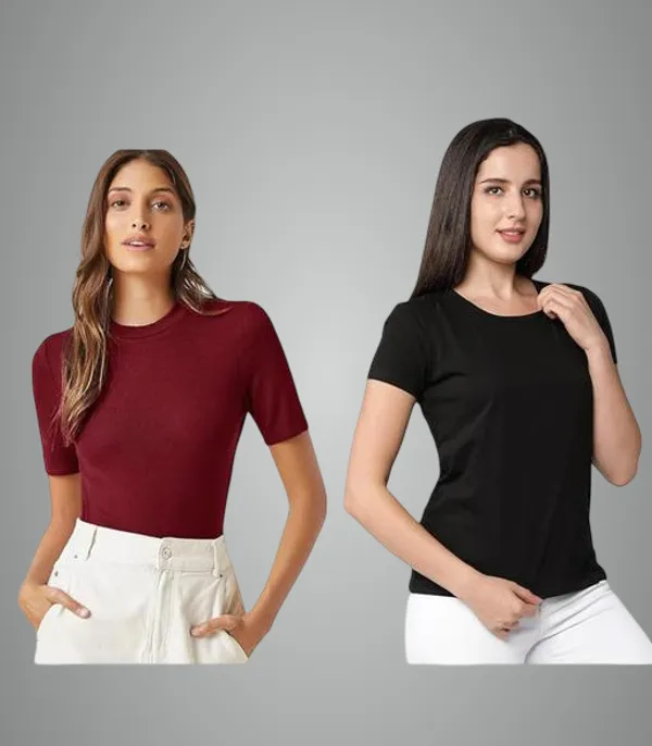 Multicolor_Premium_Polyester_T_Shirt_For_Women_Pack_Of_2