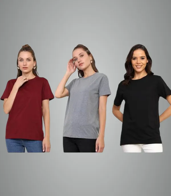 Multicolor_Premium_Polyester_T_Shirt_For_Women_Pack_Of_3