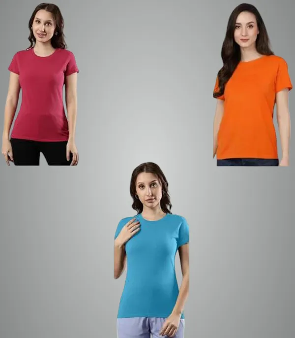 Multicolor_Premium_Polyester_T_Shirt_For_Women_Pack_Of_3