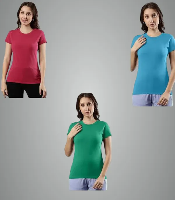 Multicolor_Premium_Polyester_T_Shirt_For_Women_Pack_Of_3