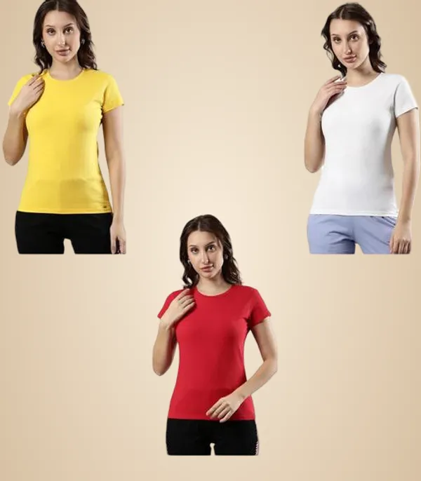 Multicolor_Premium_Polyester_T_Shirt_For_Women_Pack_Of_3