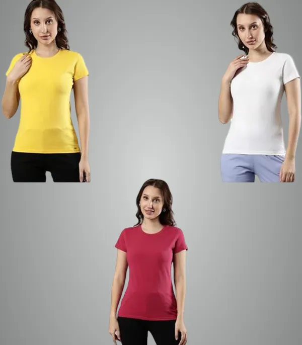 Multicolor_Premium_Polyester_T_Shirt_For_Women_Pack_Of_3