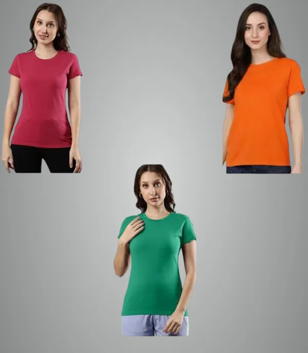 Multicolor_Premium_Polyester_T_Shirt_For_Women_Pack_Of_3