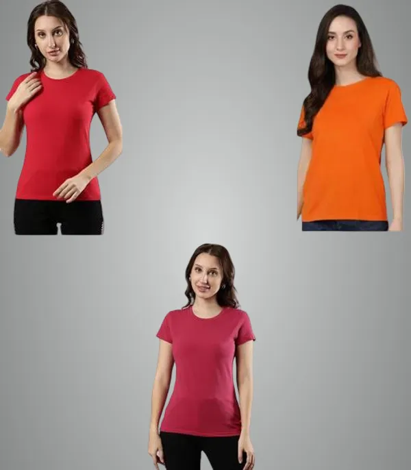 Multicolor_Premium_Polyester_T_Shirt_For_Women_Pack_Of_3