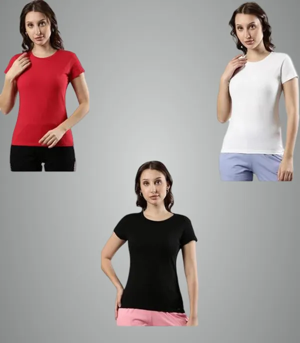 Multicolor_Premium_Polyester_T_Shirt_For_Women_Pack_Of_3