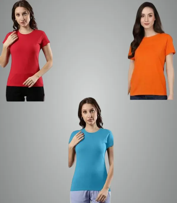 Multicolor_Premium_Polyester_T_Shirt_For_Women_Pack_Of_3