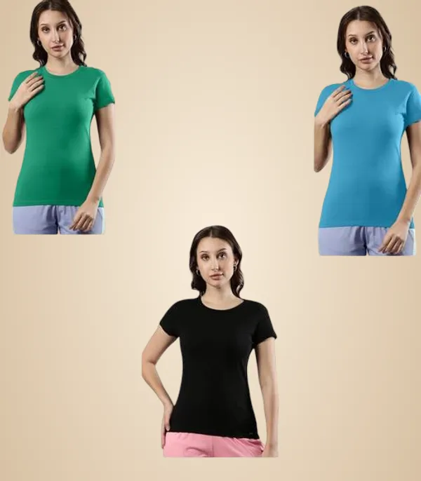 Multicolor_Premium_Polyester_T_Shirt_For_Women_Pack_Of_3