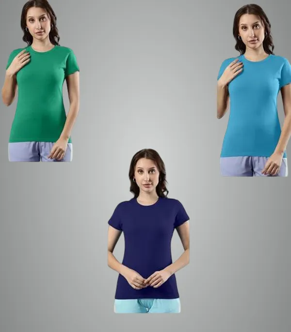 Multicolor_Premium_Polyester_T_Shirt_For_Women_Pack_Of_3